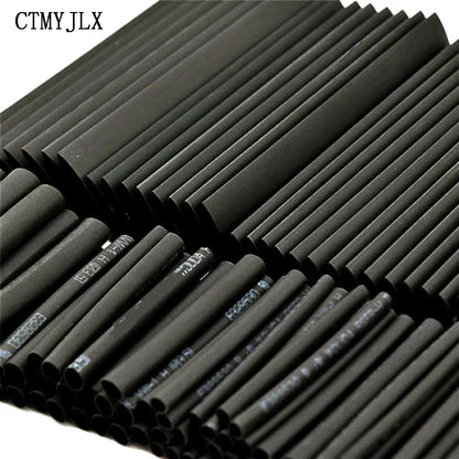 127PCS Thermoresistant Black Heat Shrink Tubing Kit - 2:1 Polyolefin Sleeving for Wire & Cable Protection