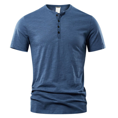 Men’s Casual Henley T-Shirt - High Quality Short Sleeve Summer Basic Fashion Top