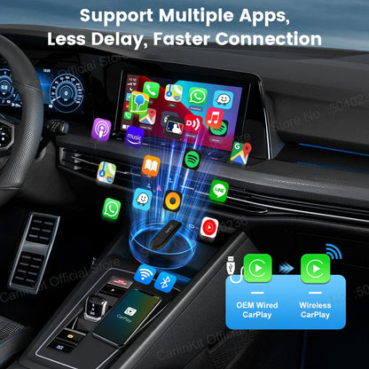 2026 CarlinKit Mini Wireless CarPlay Adapter – Smart Wired to Wireless CarPlay Dongle with WiFi & Bluetooth Auto Connect Car System Upgrade