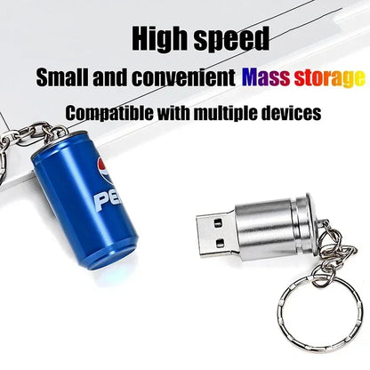 Coke Can USB Flash Drive with Keychain – 8GB/16GB/32GB/64GB Portable Memory Stick