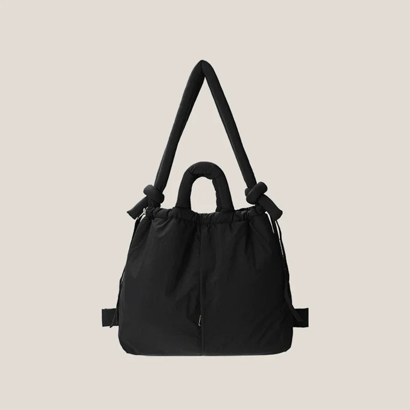 2023 Casual Nylon Padded Tote Bag – Soft Puffer Shoulder & Crossbody Handbag for Women, Large Capacity Vintage Design