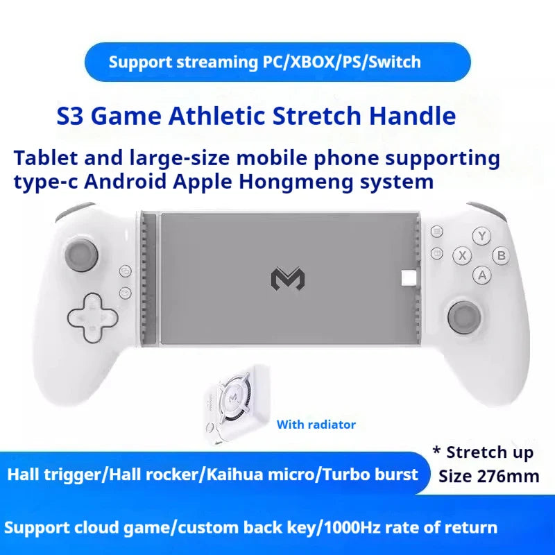 Memo S3 Gamepad Type-C Mobile Controller – Hall Effect Stretching Handle, Joystick for Android, PS Cloud Game, Customized