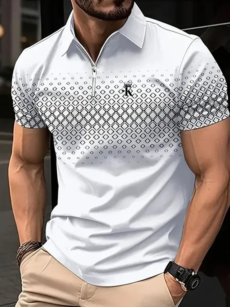 Men's Golf Polo Shirt - Business Casual Short Sleeve 3D Print Summer Polo