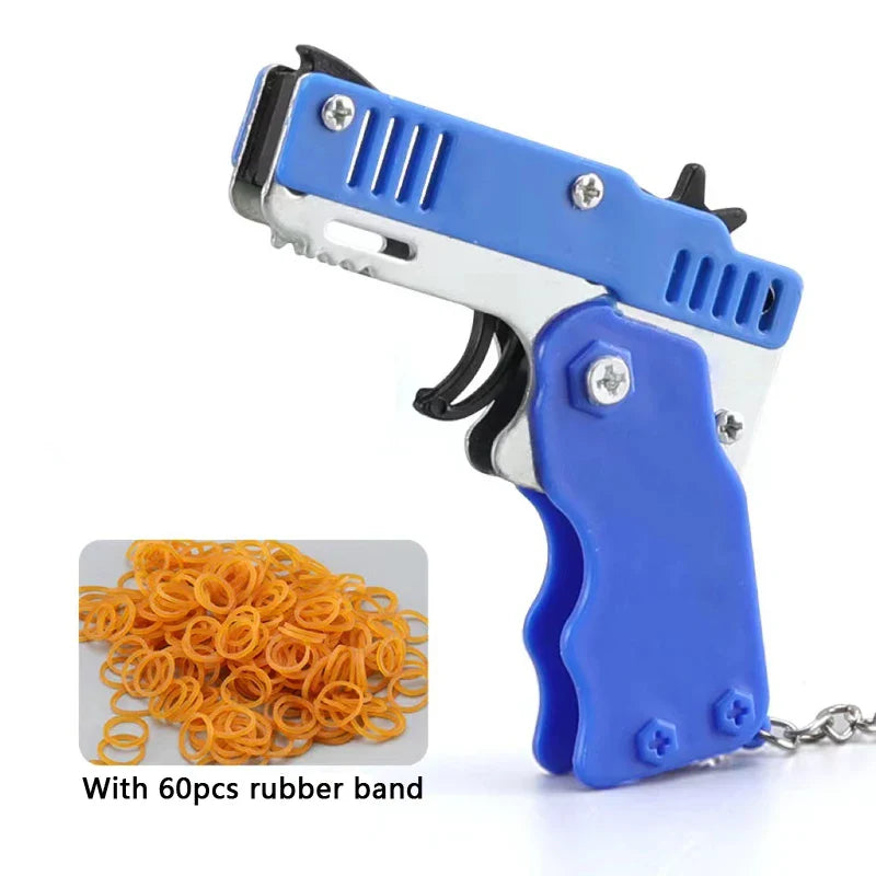 Mini Metal Gun Keychain – Folding Pistol Toy for Kids, Car Styling & Outdoor Gift