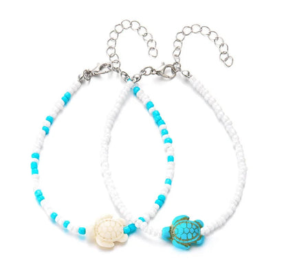 Beach Bead Anklet for Women – Retro Fashion Beaded Stone Pendant Ankle Chain Summer Beach Jewelry Boho Style Anklet for Girls