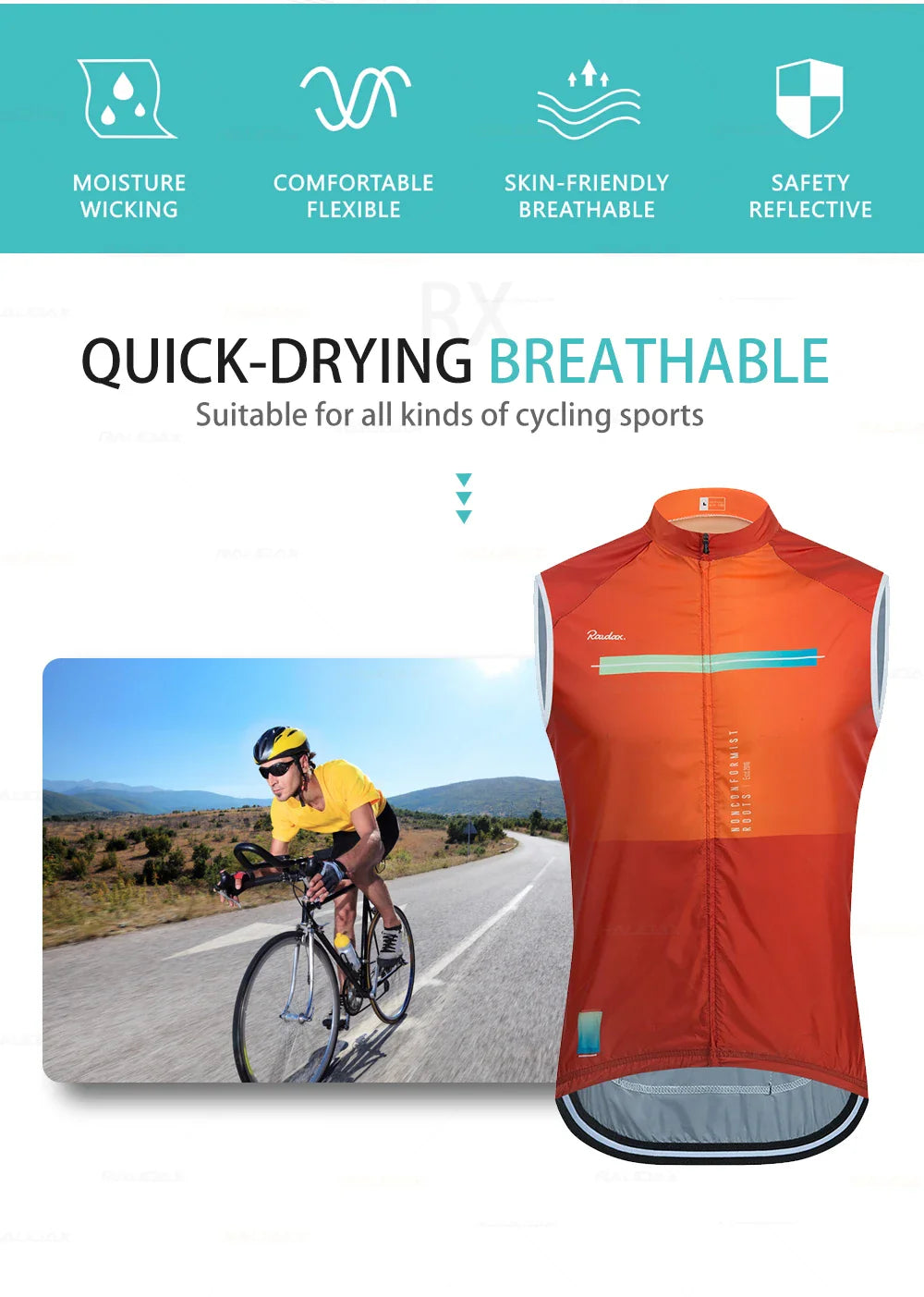 Raudax Men's Sleeveless Cycling Vest – Mesh Ciclismo Undershirt, Windproof Gilet for Cycling & Motorcycle
