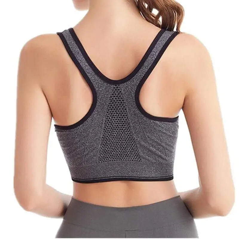 Women's Running Sports Bra – Front Zipper, Shockproof, Seamless & Breathable Bralette Without Underwire