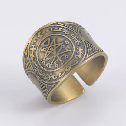 Dawapara 7 Archangels Protection Ring – Metatron Cube, Lilith Symbol, King Solomon Secrets Vintage Amulet Jewelry