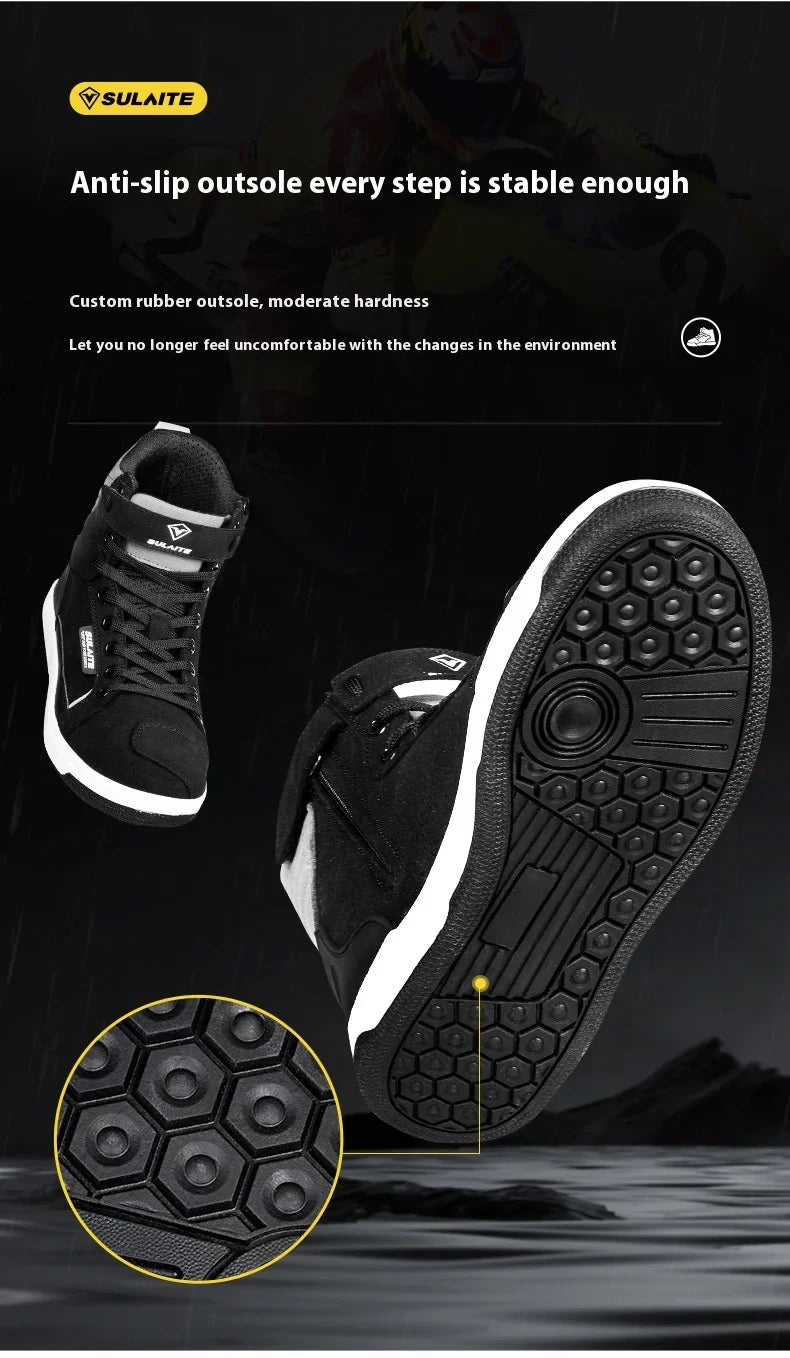Motorcycle Riding Shoes - Breathable High-Cut, Anti-Fall, Anti-Slip Knight Boots, Parkour Shoes, All-Season Casual Motorcycle Boots