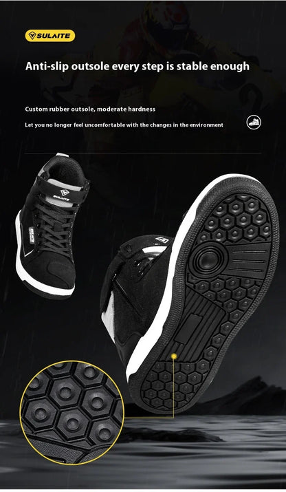 Motorcycle Riding Shoes - Breathable High-Cut, Anti-Fall, Anti-Slip Knight Boots, Parkour Shoes, All-Season Casual Motorcycle Boots