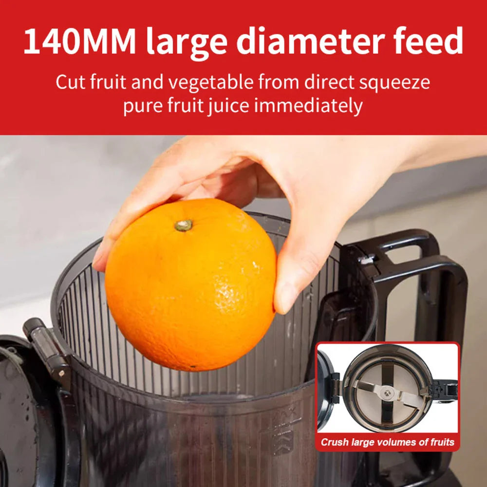 Cold Press Juicer — Slow Chewer with 140mm Large Bore Feed for Whole Fruits & Vegetables, Easy-Clean Design