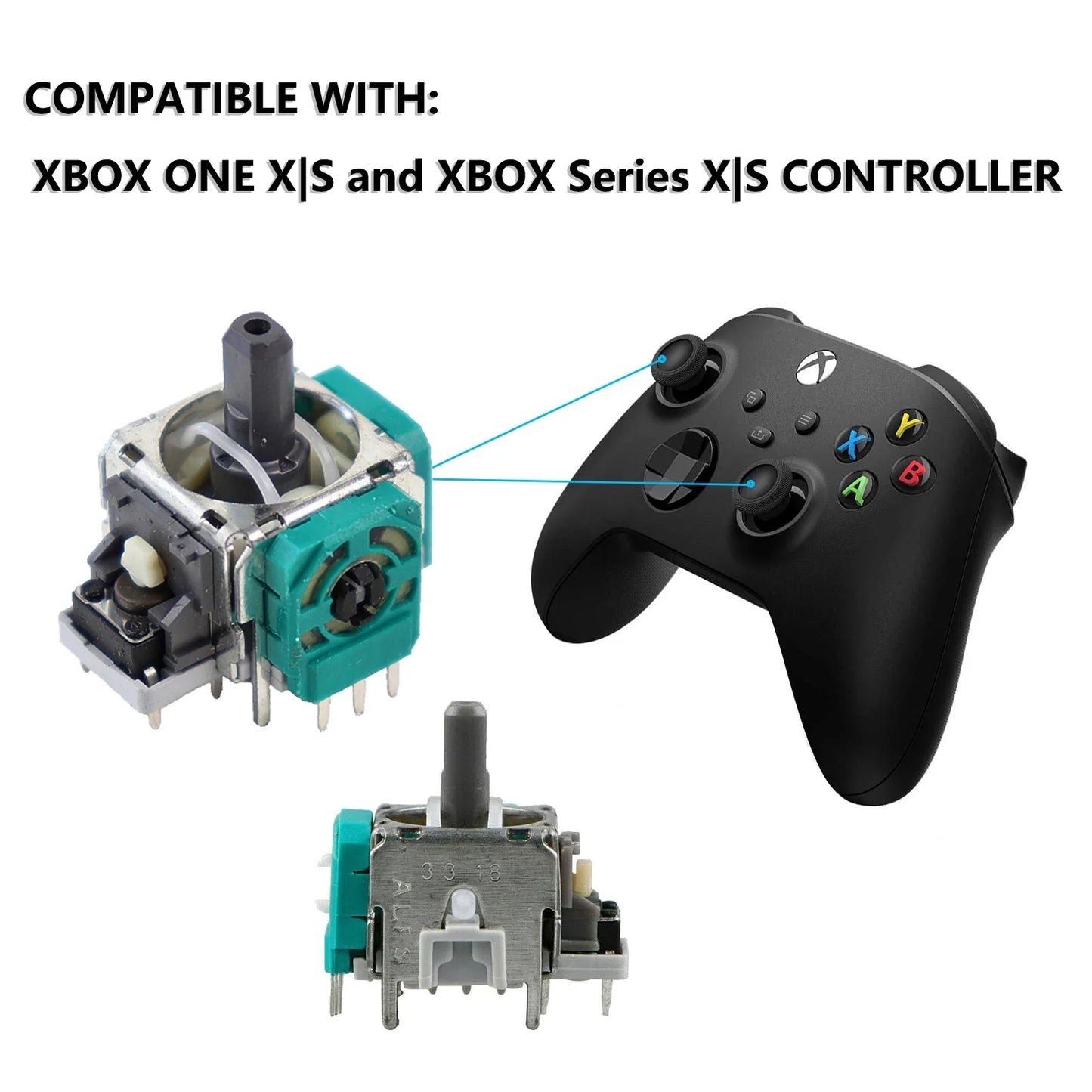 Replacement Joystick for Xbox One & Series X/S Controllers — 3D Analog Thumbsticks with T6/T8 Screwdriver Repair Kit