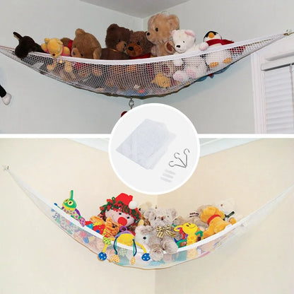 Triangle Plush Toy Storage Hammock — Large Mesh Net Organizer for Kids’ Stuffed Toys and Room Storage