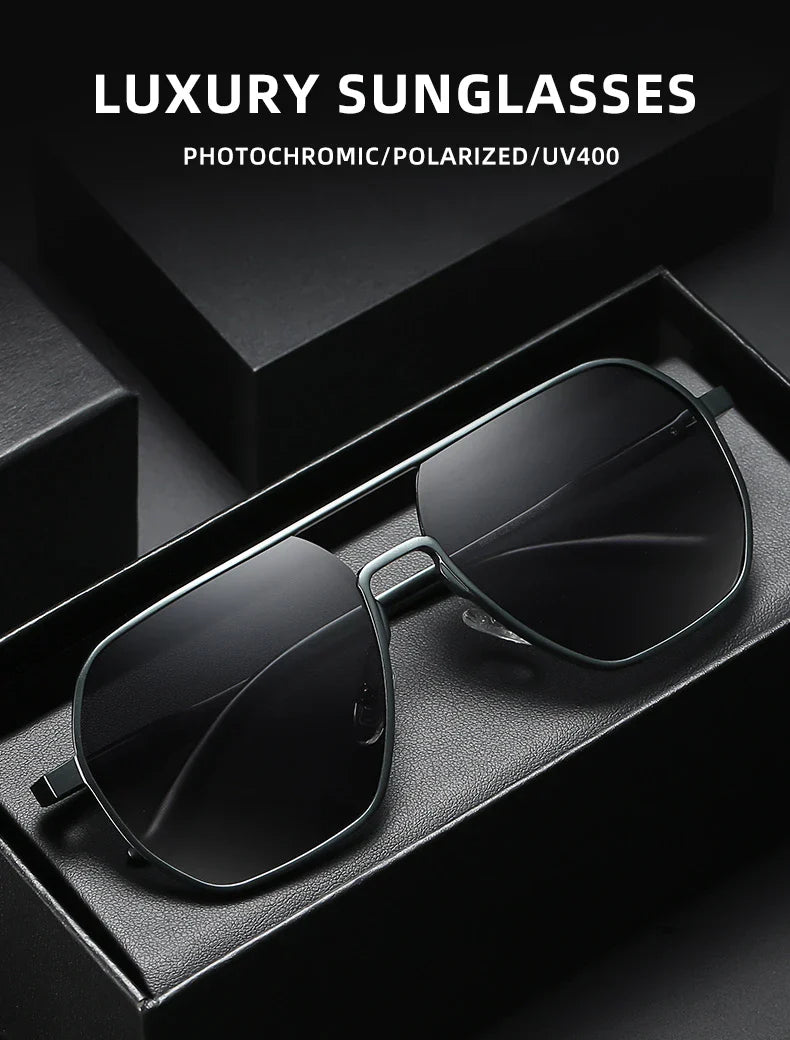 CLLOIO Fashion Aluminum Photochromic Sunglasses – Polarized Chameleon Anti-Glare Driving Glasses for Men & Women