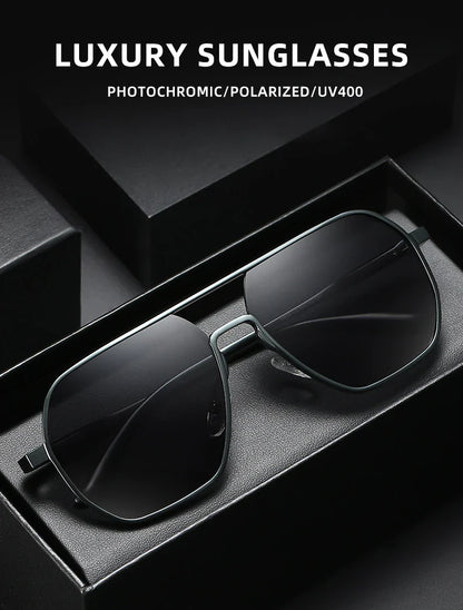 CLLOIO Fashion Aluminum Photochromic Sunglasses – Polarized Chameleon Anti-Glare Driving Glasses for Men & Women
