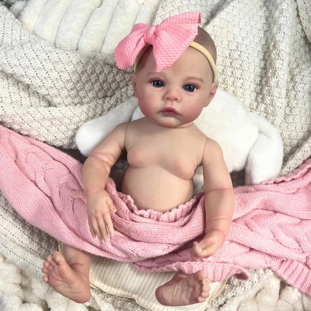 18-inch Reborn Baby Doll Meadow Girl – Handmade Full Vinyl 3D Skin Collectible Toy for Birthday & Christmas