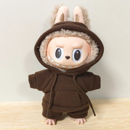 Labubu Casual Sweatsuit Set for 15/17cm Dolls — Comfy Doll Clothes with Ribbed Hem Details