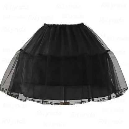 Girls 2-Hoop Petticoat Underskirt - White A-Line Wedding Dress Skirt with Elastic Waist