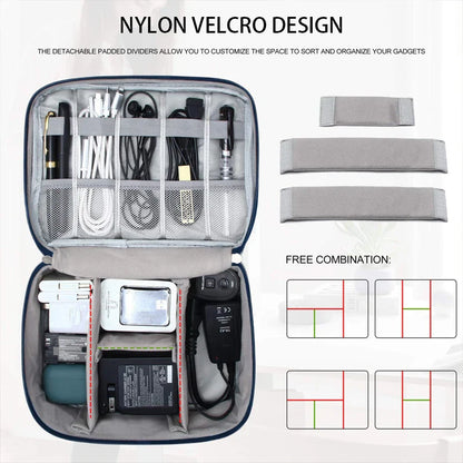 Portable Waterproof Travel Cable Storage Bag – Digital Organizer for USB Cables, Chargers & Plugs