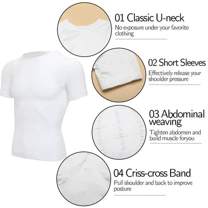 Men’s Weight Loss Body Shaper T-Shirt – Slimming Compression Gynecomastia Undershirt Waist Trainer Muscle Tank Top