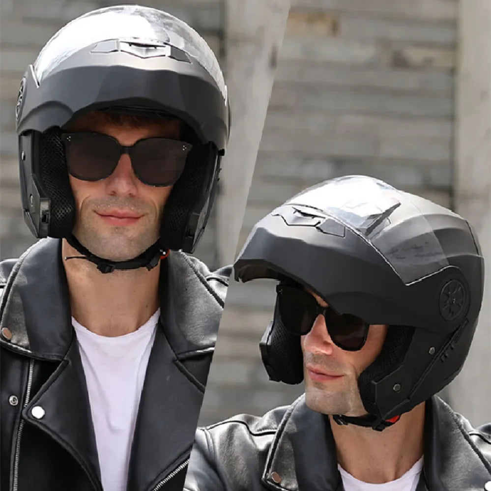 BLD Personalized Full Face Motorcycle Helmet – Dual Lens Modular Flip-Up Casco Moto for Men & Women