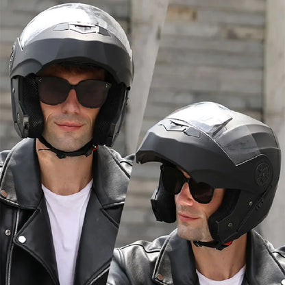 BLD Personalized Full Face Motorcycle Helmet – Dual Lens Modular Flip-Up Casco Moto for Men & Women