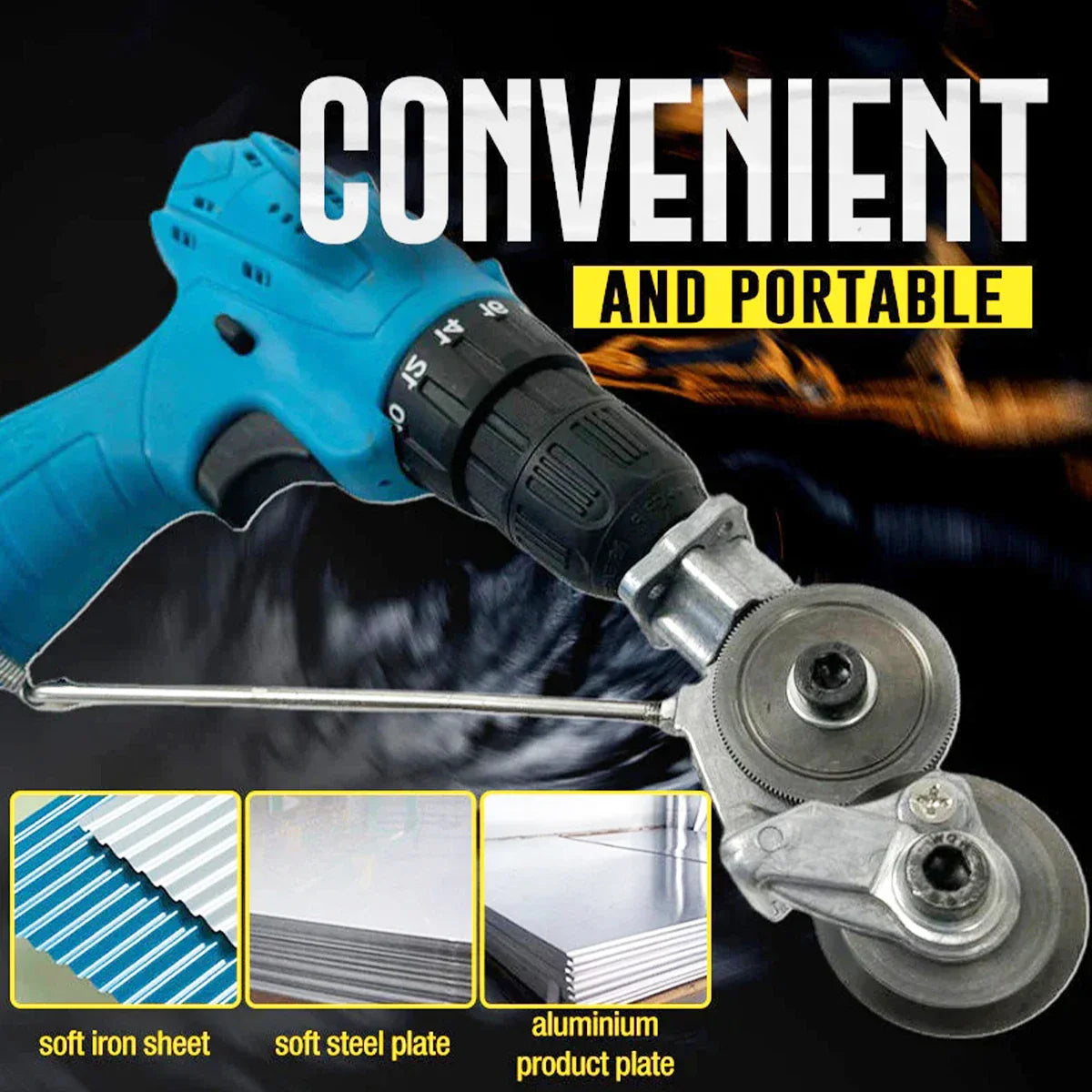 Electric Drill Cutter Attachment: Metal Double-Headed Sheet Cutting Tool - Plate Punch Shears Drill for Copper Plate