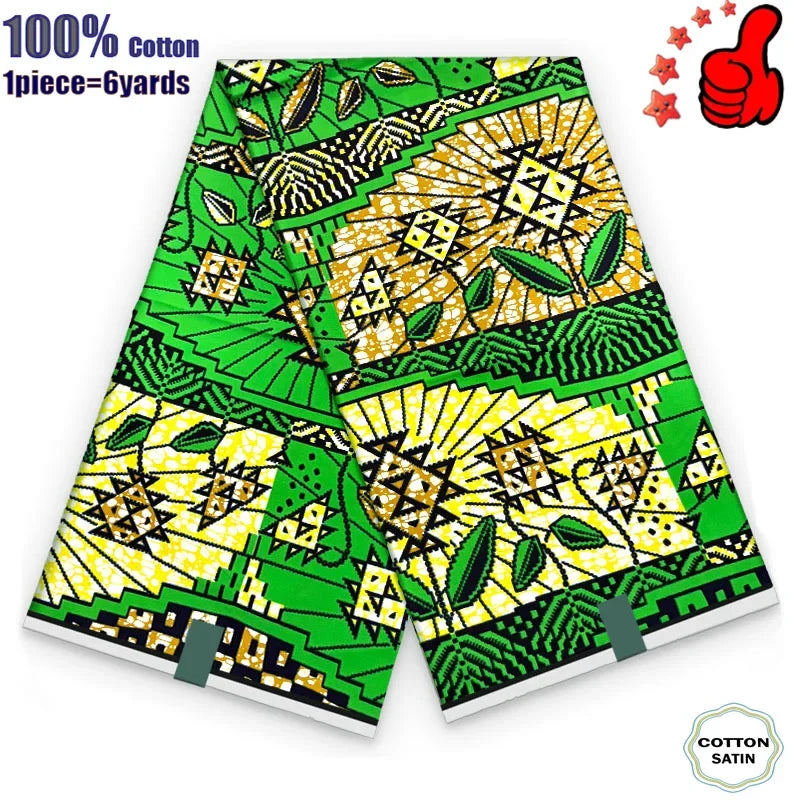 African Real Wax Fabric - High Quality 100% Cotton Ankara Pagne for Women’s Dresses