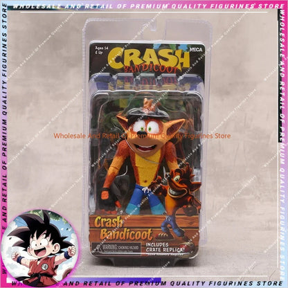 NECA Crash Bandicoot Action Figure with Crate Replica Model Toy - Collectible Game Character Display Figure