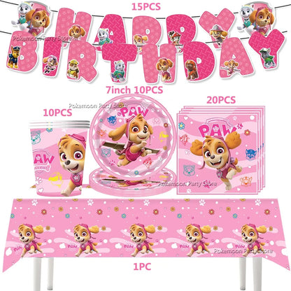 Paw Patrol Kids Birthday Party Supplies Set – Cups, Plates, Napkins, Gift Bags & Cake Toppers Decorations Kit