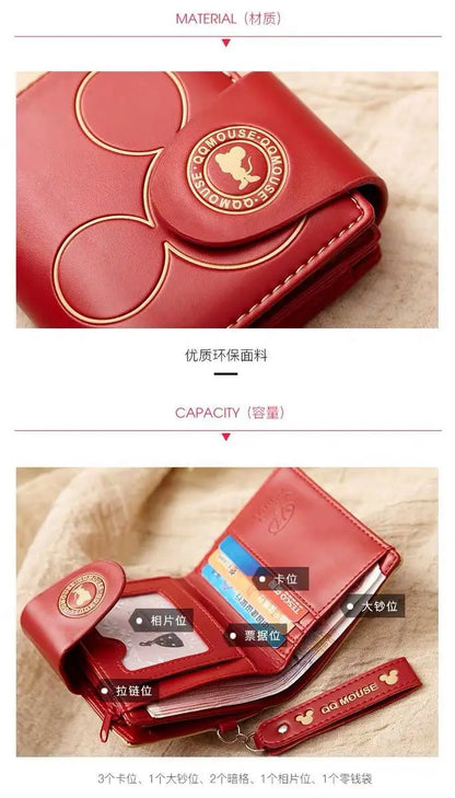 Explosion-Style Women’s Short Wallet — Korean PU Leather Cute Cartoon Zipper Purse, Multi-Card Folding Daily Pocket Wallet for Students