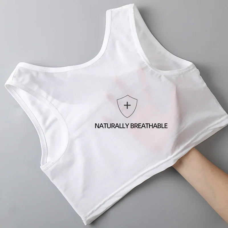 OWEQ Women’s Chest Binder – Breathable Sportwear Trans Crop Top, Flat Breast Binder, Tomboy Bra Tank, Stretch Shaping Corset