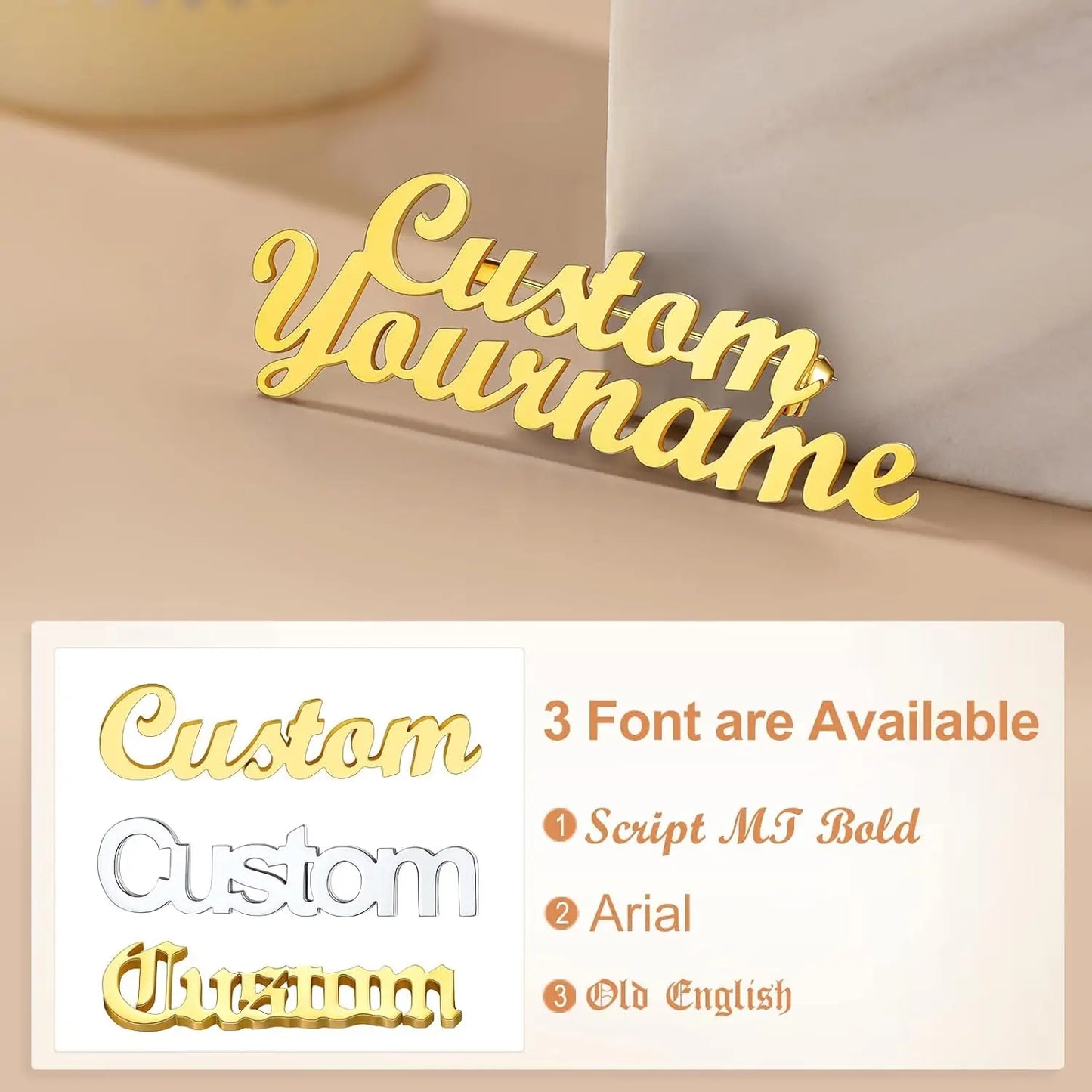 Personalized Handmade Name Pins - Custom Text Flip Collar & Suit Pins, Unique Gift Idea