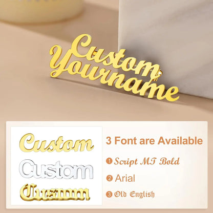 Personalized Handmade Name Pins - Custom Text Flip Collar & Suit Pins, Unique Gift Idea