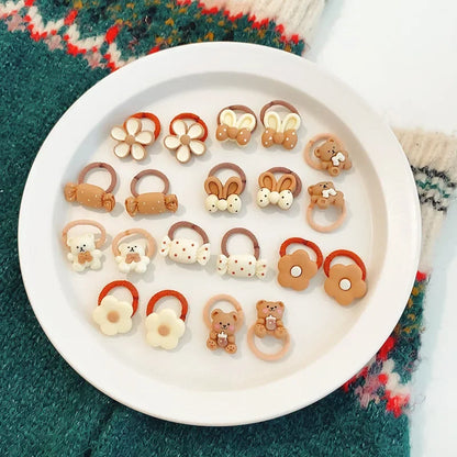 Cute Cartoon Bear & Bunny Hair Ties - Elastic Hair Accessories for Baby Girls & Children