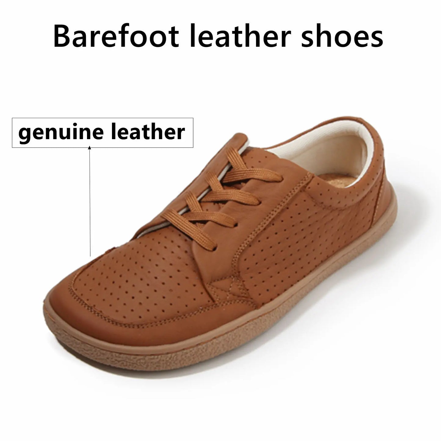TONGLEPAO Barefoot Leather Sneakers — Unisex Lightweight Flat Shoes with Zero Drop Sole & Wide Toe Box