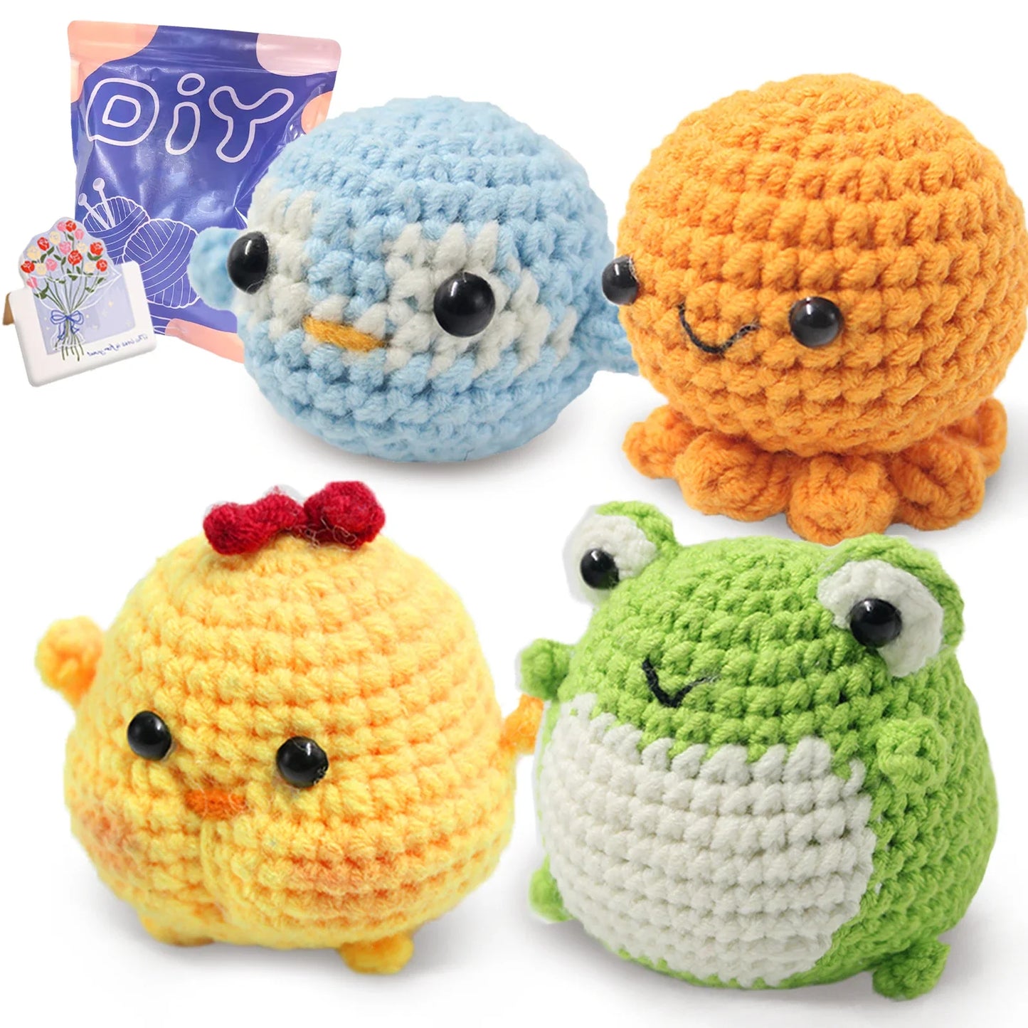 Animal Crochet Kit for Beginners - DIY Starter Set with Step-by-Step Knitting & Craft Supplies