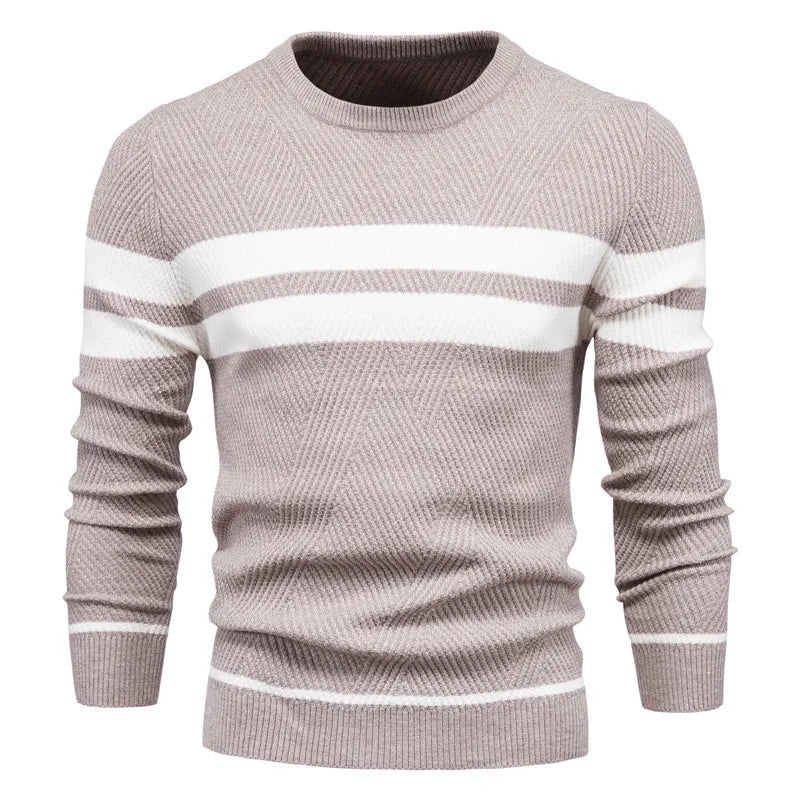 Men's Autumn Patchwork Sweater - O-Neck Long Sleeve Slim Fit Warm Casual Fashion Pullover Top