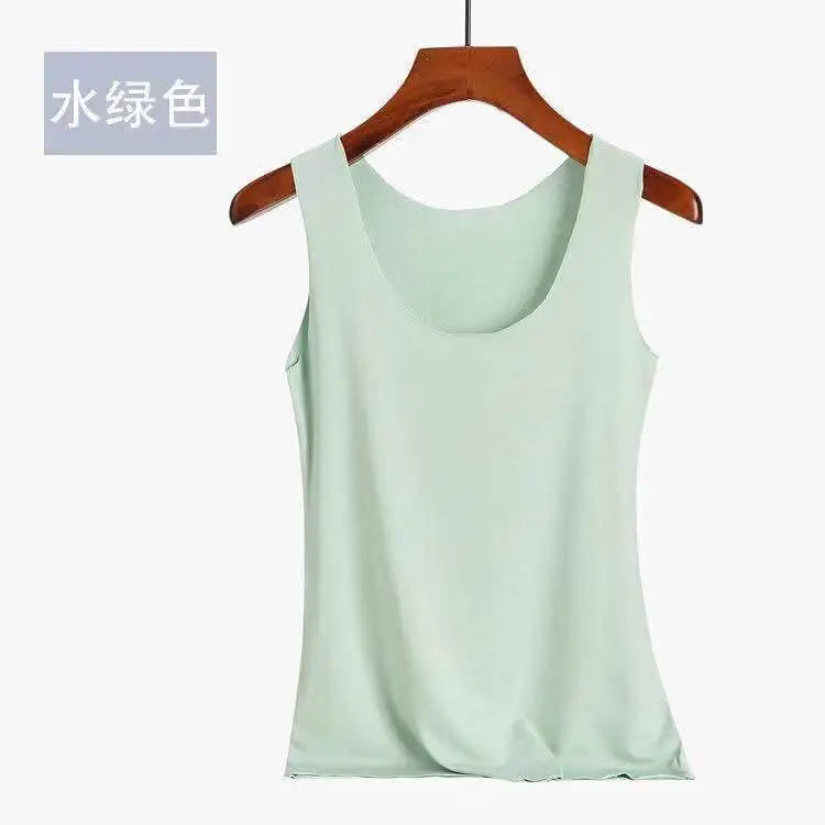 2025 Women’s Ice Silk Tank Top - Seamless Breathable Slim Fit Camisole Sleeveless Vest Undershirt