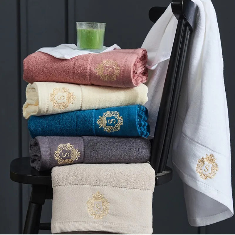 3-Piece Cotton Towel Set – 2 Hand Face Towels 35x75cm + 1 Bath Towel 70x140cm Soft Washcloth Gift Set