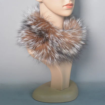 2025 Real Fox Fur Scarf and Headband – Luxury Winter Neck Warmer for Women, 100% Natural Fur, Elastic Ring Muffler