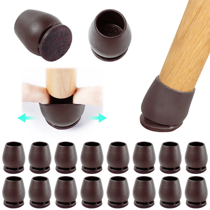 16PCS Silicone Chair Leg Pads — Non-Slip Felt Furniture Floor Protectors for Noise Reduction & Scratch Prevention