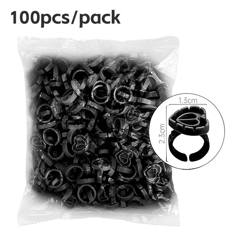 AILEISHI 100PCS Disposable Eyelash Glue Cup Rings – Lash Extension Pigment Holder Tattoo Makeup Tools
