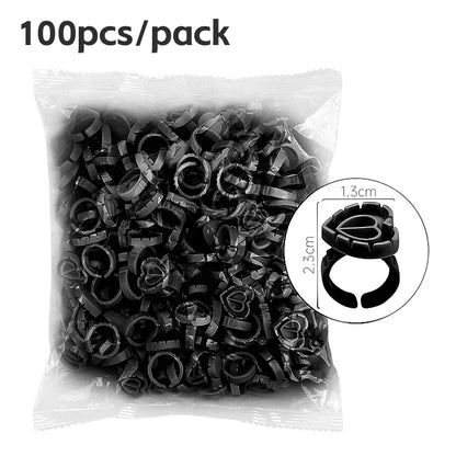 AILEISHI 100PCS Disposable Eyelash Glue Cup Rings – Lash Extension Pigment Holder Tattoo Makeup Tools