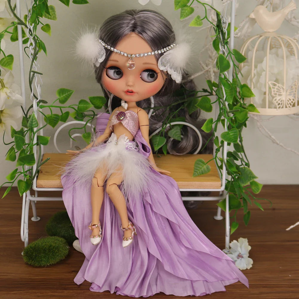 ICY DBS Blyth Doll – 1/6 Joint Body BJD Anime Girl with Tan Skin, Matte Face & Pouting Mouth OOAK OB24