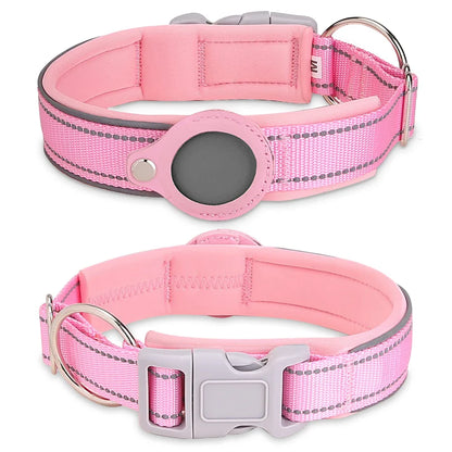 Reflective Padded AirTag Dog Collar – Integrated AirTag Holder for Small, Medium & Large Dogs