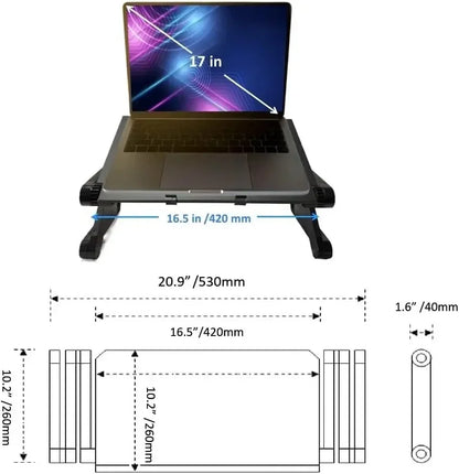Adjustable Aluminum Laptop Stand & Lap Desk with Mouse Pad – Portable Cooling Riser Table for Bed & Desktop