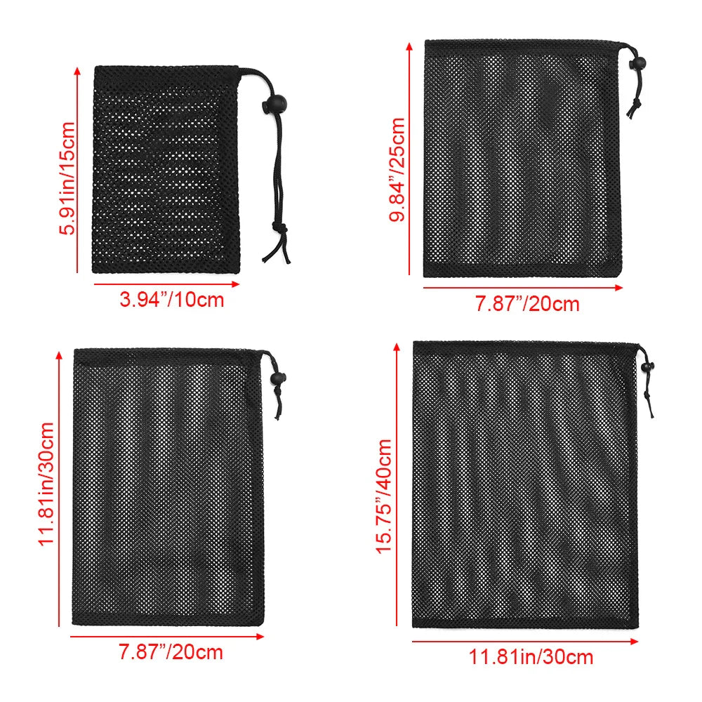 Durable Nylon Mesh Drawstring Bag – Multi-Purpose Outdoor Travel Storage Pouch for Camping Gear