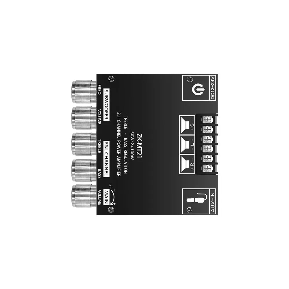 ZK-MT21 Bluetooth 5.0 2.1 Subwoofer Amplifier Board – CS8673E 50W×2 + 100W Stereo Bass Audio AMP with AUX Input