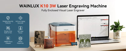 Wainlux K10 Mini Laser Engraver – 3000mW Bluetooth Upgrade for Woodworking, Engraving & Marking Machine